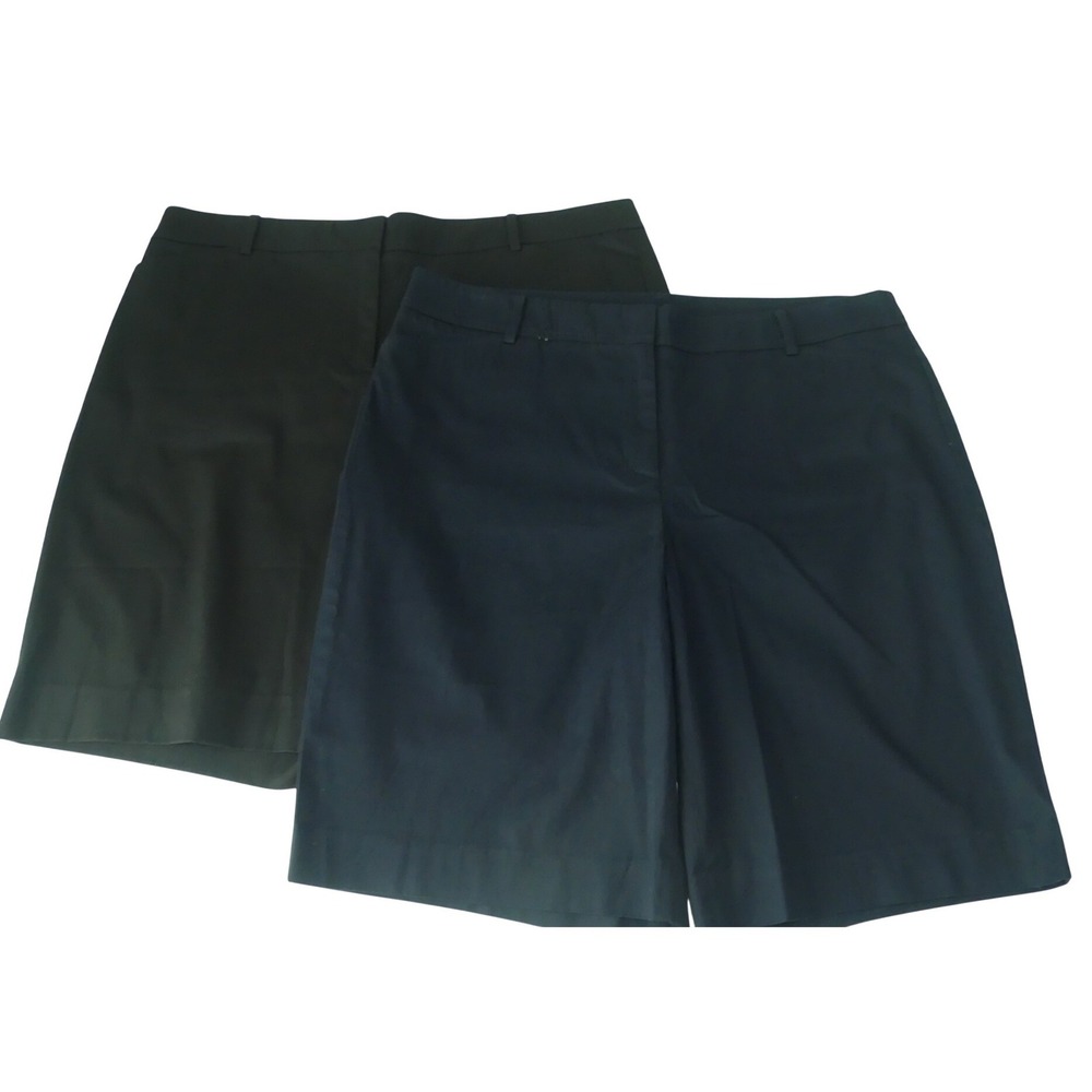 Talbots Perfect Short Size 16 Lot Navy Black Cotton Chino Shorts 10.5" Bermuda
